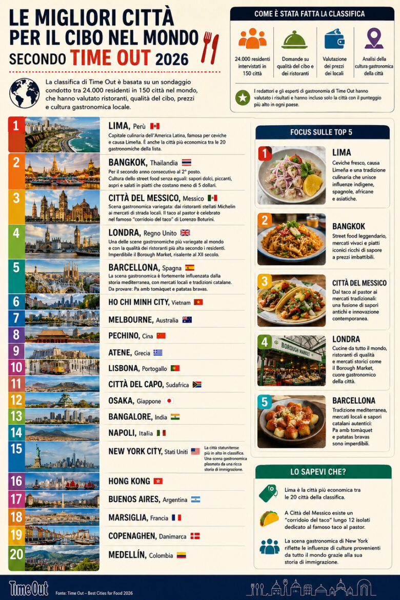 città dove si mangia meglio nel 2026